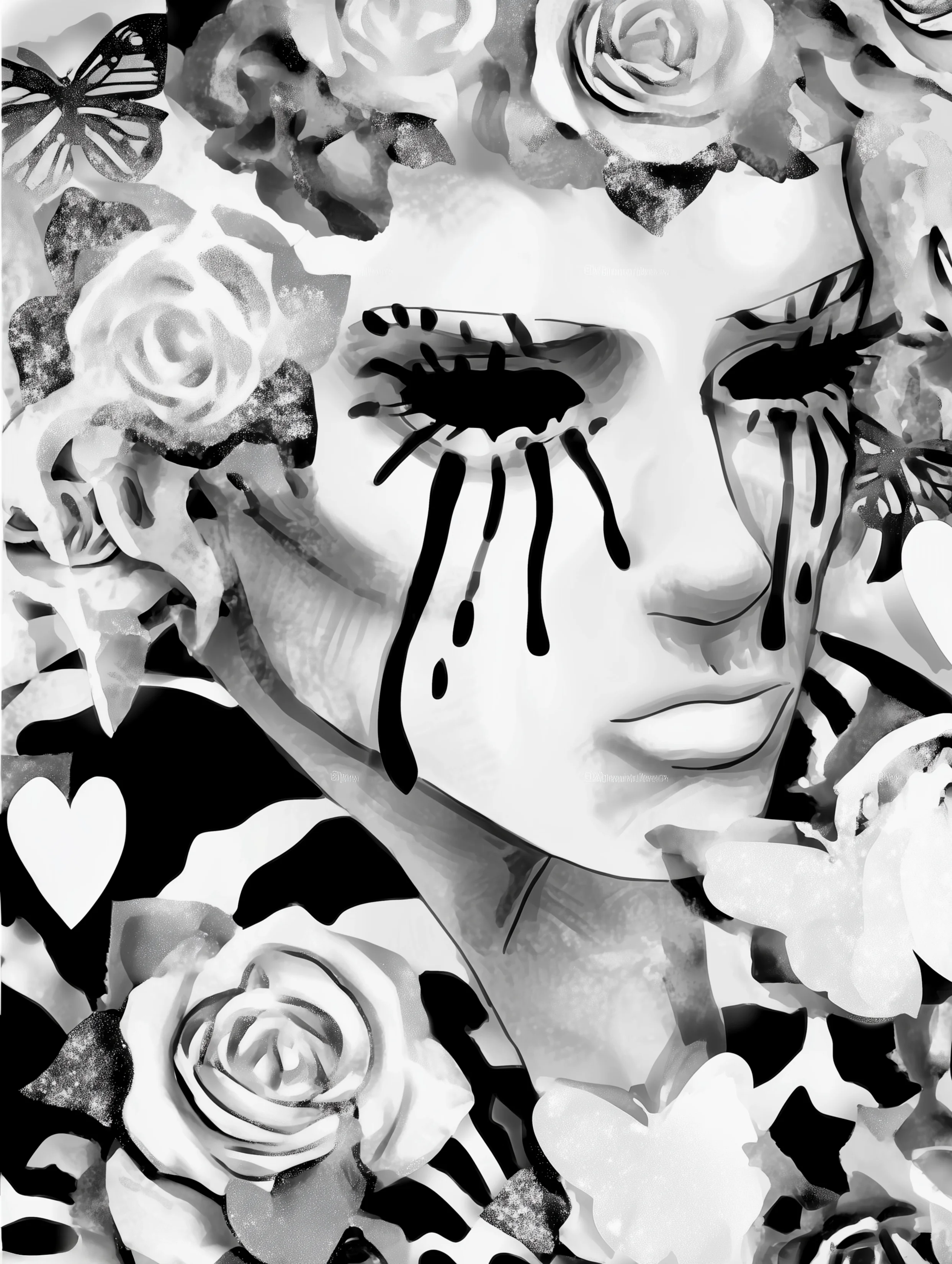 Free printable crying coloring page for adults featuring a crying coloring page